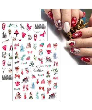 JMEOWIO 12 Sheets Christmas Nail Art Stickers Decals Self-Adhesive Snowflake Winter Holiday Cute Santa Rabbit Nail Supplies Nail Art Design Decoration Accessories - Buy Online on GoSupps.com