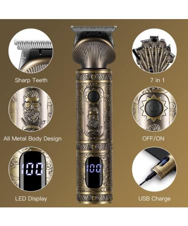 Scttomon 7-in-1 Beard Trimmer Kit - Professional Zero Gapped T-Blade, Electric Shaver, Nose & Body Trimmer for Men - Cordless Grooming Kit - Buy Online on GoSupps.com