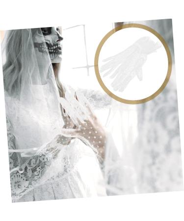 minkissy 1 Pair Black Gloves Cocktail Lace Gloves Bridal Mesh Gloves Women Short Lace Gloves Tea Party Short Gloves Tea Party Lace Gloves Party Gloves Women's Prom White Accessories - Buy Online on GoSupps.com