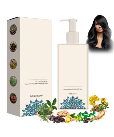 Hair Coloring Cream Based on Plant Extracts, Hair Coloring for Gray Hair, Hair Coloring Shampoo Based on Plant Extracts for All Hair Types (Natural Black)