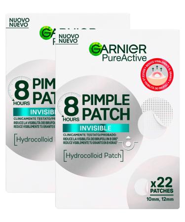 Garnier Pure Active Patch Anti-Points Noirs 8 Heures R duit la Visibilit du Bouton Absorbe l Exc s de S bum Ultra-Fin et Invisible sur la Peau en Deux Tailles pour Tous les Boutons - 44 Patchs