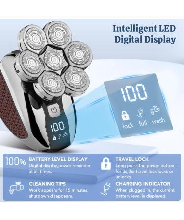 6 in 1 Detachable 7D Head Shaver for Bald Men - Waterproof Cordless Electric Razor & Grooming Kit - Buy Online on GoSupps.com