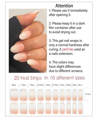 Buy Semi Cured Gel Nail Strips - Nude Ombre 20pcs | UV Compatible Easy to Use & Remove - Buy Online on GoSupps.com