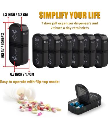 BVYA Weekly Travel Pill Organizer Case - 2x Daily Medication Reminder for 7 Days | Includes Printed Leather Carrying Case - International Shipping Available - Buy Online on GoSupps.com