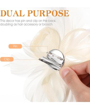 Lurrose 1PC Fascinator Hair Clip Fascinator Hair Pin Hair Clip Fascinator Hair Accessories for Women Wedding Tea Party Hat Beige - Buy Online on GoSupps.com