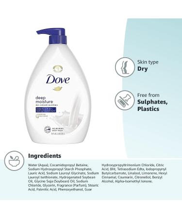 Dove Deep Moisture Body Wash Pump - 34 oz | Sulfate-Free & Moisturizing for Dry Skin - Buy Online on GoSupps.com