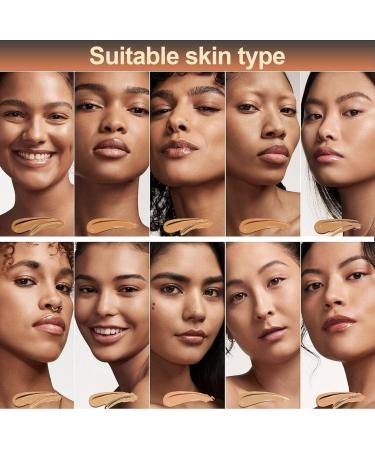 Foundation Covering Imperfections Liquid Foundation Long-Lasting Soft Matte 4 in 1 Liquid Foundation Hydrating Medium Full Coverage Concealer with Spf 50+ Waterproof Korean Makeup (2 Piece  - Buy Online on GoSupps.com