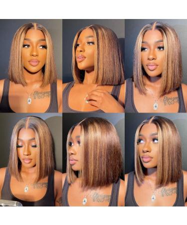 8 U&A HD Highlight 27 Colored Short Bob Lace Front Wig - Brazilian Human Hair, Pre Plucked with Baby Hair - Fashion Women - Buy Online on GoSupps.com