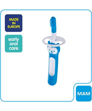MAM Massaging Baby Toothbrush & Gum Cleaner with Brushy The Bear Character - Interactive App Included - Blue - Boys 3+ Months - 1 Count - Buy Online on GoSupps.com