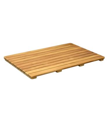Asta Solid Teak Shower/Bath/Door Floor Mat with Rounded Corner, Spa Teak Collection (30x20)