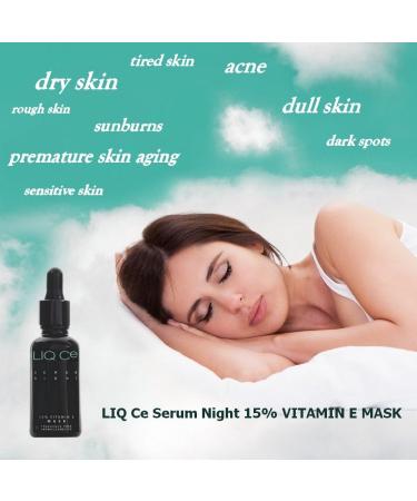 VITAMIN E SERUM NIGHT MASK for Face and Neck LIQ Ce. All skin types. 15% Vitamin E + Hyaluronic Acid + Xylitol Anti-Aging Anti Wrinkle Firming Nourishing Smoothing and Moisturizing Antioxidant Premium Concentrate Improves Skin Appearance and Texture Light - Buy Online on GoSupps.com