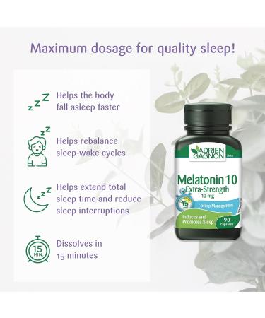 Adrien Gagnon - Melatonin 10 mg Extra-Strength for Faster and Deeper Sleep 90 Quick-Dissolve Capsules - Buy Online on GoSupps.com