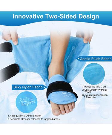 Relief Expert Ankle Foot Ice Pack Wrap - Reusable Gel Cold Pack with Compression Therapy for Achilles Tendonitis & Plantar Fasciitis - Instant Pain Relief - Soft Plush Lining - Blue Medium - Buy Online on GoSupps.com