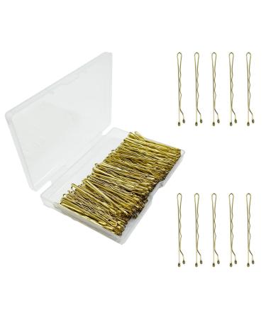 ILVISEST Hair Bobby Pins 200pcs Hair Pins Kit Clips with Box for Women Girls and Kids Premium Hair Pins for Thick Thin Hair Hair Pin Invisible Wave Hairgrip Barrette Hair Accessories (Gold)