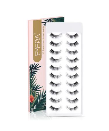 Emeda natural false eyelashes 10 pairs 2 styles clear band natural eyelashes soft whisper false eyelashes cat eye eyelashes 100% handmade naturally eyelashes (cinderella)