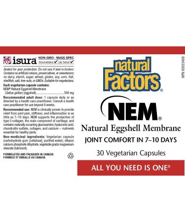 Natural Factors NEM Joint Comfort & Flexibility Capsules | 30ct | 30 Servings | Pack of 1 - Buy Online on GoSupps.com