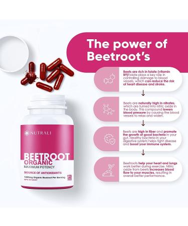 NEW Organic Beetroot Capsules 1400mg per serving HIGH POTENCY (700mg per capsule) 120 Vegan Capsules Non-GMO Raw Beet Root Powder Beta Vulgaris Supplement Powerful Nitric Oxide Boosting Beetroot 120 count (Pack of 1) - Buy Online on GoSupps.com