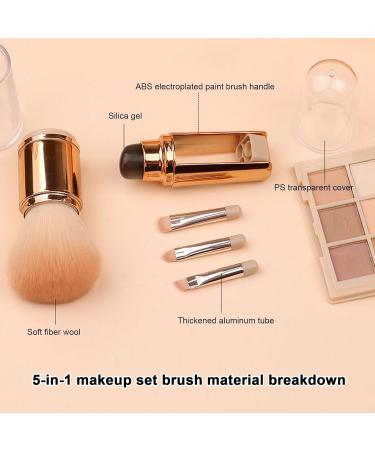 Retractable Foundation Brush | Foundation Concealer Brushes - Portable Powder Brushes 5-in-1 Retractable Foundation Concealer Brush for Cosmetics Travel rose gold - Buy Online on GoSupps.com