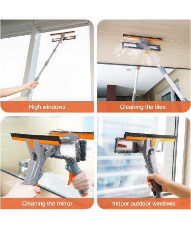 Eazer 76'' Spray Squeegee Cleaner Tool | 3-in-1 Window Washer Kit with Extension Pole | Adjustable Head for Indoor/Outdoor Glass | 4 Replacement Pads - Buy Online on GoSupps.com