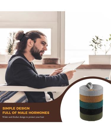 30 Pcs Multicolored Knotted Men's Hair Ties - Elastic Flat Man Bun Hair Tie Set for Long Curly Hair - No Crease Design in Gray, Green, Khaki, Silver, Dark Green - Buy Online on GoSupps.com
