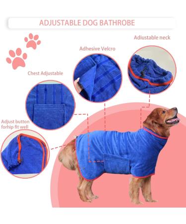 Buy Bibykivn Dog Bathrobe - Super Absorbent Microfiber Cuddle Robe for Dogs & Cats (L Blue) - Quick Dry & Adjustable Straps - Buy Online on GoSupps.com
