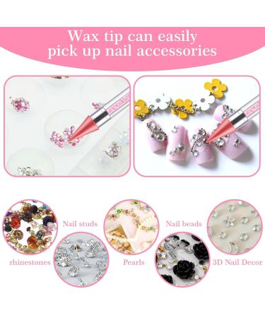 Ouligay Dual Ended Strass Picker Dotting Pen - Interchangeable Wax Heads for Nail Art & DIY Gemstones (Pink) - Buy Online on GoSupps.com