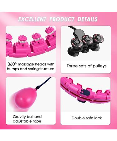 Brebon Weighted Hoola Exercise Fit Hoops Plus Size - 2 in 1 Weight Loss & Abdomen Fitness Equipment - 24 Detachable Knots - Adjustable Auto-Spinning Ball - Pink - Buy Online on GoSupps.com