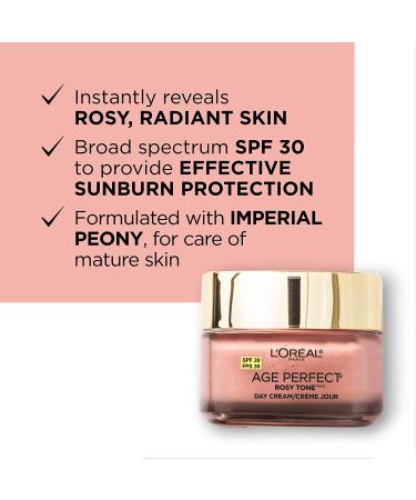 L'Oreal Age Perfect Rosy Tone Face Moisturizer SPF 30 with Imperial Peony - 1.7 oz Anti-Aging Day Cream - Buy Online on GoSupps.com