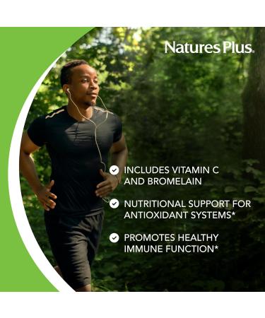 NaturesPlus Quercetin Plus with Vitamin C & Bromelain - 90 Vegetarian Tablets - Allergy Relief Supplement - Immune Antioxidant & Anti-Inflammatory Support - Gluten Free - 45 Servings - Buy Online on GoSupps.com