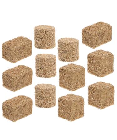 ABOOFAN 12Pcs Mini Hay Bale Decoration Straw Bale Ornament Miniature Haystack for Small Nativity Stable Dollhouse