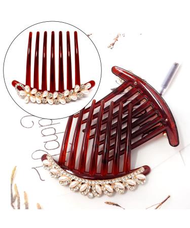 Honbay 2PCS Pearl Crystal Rhinestone Hair Side Combs - Floral Twist Hairpin for Women - Buy Online on GoSupps.com