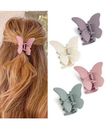 Canitor Butterfly Hair Clips Butterfly Claw Clips Hair Clips for Women Hair Clips for Thick Hair Matte Hair Clips Medium Hair Clips Big Butterfly Clips for Women Cute Hair Clips Medium (Pack of 4) Style-05