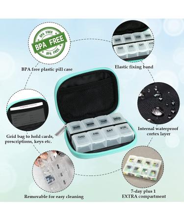Serfeymi Travel Pill Organizer with Removable Weekly Pill Box - Green 01 - Buy Online on GoSupps.com