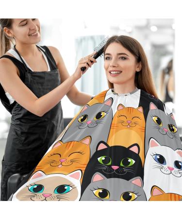 visesunny Barber Cape Gray White Cat Animal Polyester Hair Cutting Salon Cape Apron Anti-Static Haircut Water-Resistant Shaving Cloth Beard Shaving Bib Hairdressing Cape Multi16 L - Buy Online on GoSupps.com