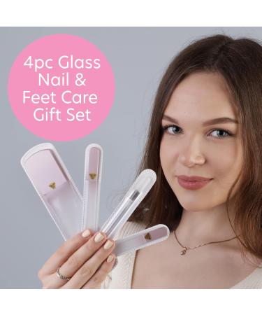 Shop Bona Fide Beauty Handmade Czech Glass Manicure Pedicure Gift Set - 4PC Rose Gold Set with Foot File Cuticle Pusher Mini & Regular Nail File - Perfect Gift for Women | International Shipping Available - Buy Online on GoSupps.com