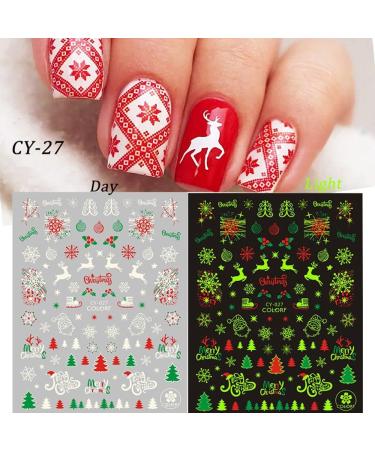 Nail Decal Manicure 3D DIY Santa Snowman Designs Christmas Luminous Nail Stickers(CY-020) - Buy Online on GoSupps.com