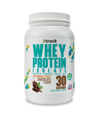 Chocolate Whey Protein Isolate Powder Low Carb Supplement for Men & Women - Support Muscle Growth Nutrition Fitness & Weight Management - Filler & GMO Free 25 g 30 Servings Chocolate 2.43 Pound (Pack of 1)