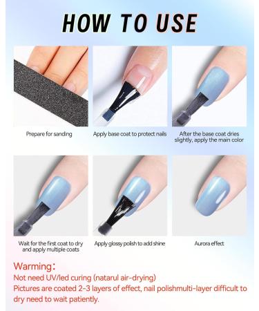 Holographic Aurora Shimmer Nail Gel Glue Polish 2Pcs Long-Lasting Chrome Mermaid Gel Polish Pearl Blue Pink Iridescent Glitter Pearlescent Glossy Colored Trendy Nail Gel Polish Home DIY Gift-235+236 Pearl Blue+ Pink - Buy Online on GoSupps.com