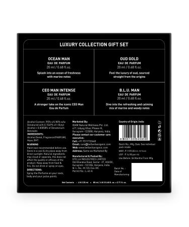 Luxury Collection Eau De Parfum (4x0.68 fl. oz.) | Cologne set for Men | 4 in a box - Perfume Set for men | OUD GOLD OCEAN B.L.U & CEO Intense | Perfect for gifting - Buy Online on GoSupps.com