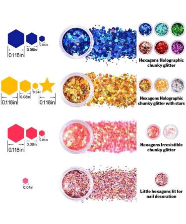 Buy BOSDONTEK 12 Boxes Glitter for Nail Face & Body - Makeup Art & Festival Decoration | International Shipping Available - Buy Online on GoSupps.com