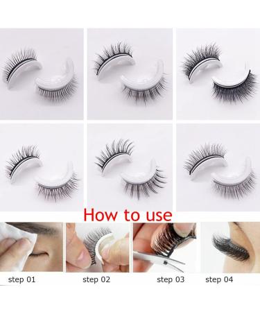 Reusable Self-Adhesive Eyelashes Natural Fluffy Curling Long Eyelashes Cat Eye Lashes 3D Fake Eyelashes Natural Look Waterproof Soft Thick Volume Faux Lashes No Magnet No Glue Needed Lash - Buy Online on GoSupps.com