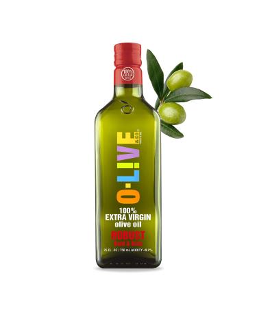 O-Live & Co. Robust First Cold-Pressed Extra Virgin Olive Oil - Gold Medal Awarded - Estate Grown and Bottled - Bold Flavor - Perfect For Salad Dressings, Sauteing, Stir Friying, and Baking - NON-GMO - Kosher - Gluten Free - 25 Fl Oz (750 ml) Robust 25 Fl