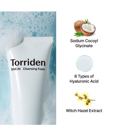 Torriden DIVE-IN Hydrating Cleansing Foam Face Wash 5.07 fl oz - With Hyaluronic Acid, Panthenol, Allantoin - Vegan & Cruelty Free | Korean Skin Care - Buy Online on GoSupps.com