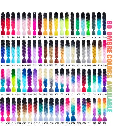 Jumbo Braids Colorful Kanekalon Hair Extensions for DIY Crochet Box Braids - Ombre 2 Tone Black-Silver Gray | 3 Pieces 100g Each 61cm - Buy Online on GoSupps.com
