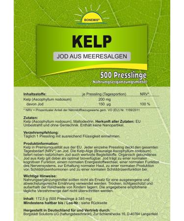 Buy Bonemis Kelp - Premium Quality Seaweed Iodine 500 Tablets | International Shipping Available - Buy Online on GoSupps.com