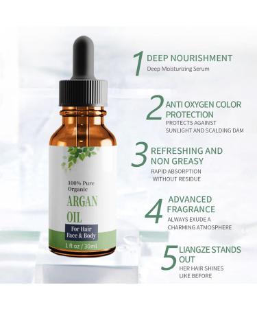 Organic Argan Hair Oil Deep Moisturizing Serum for Dry Damaged Hair | 30ml Natural Cold Pressed Oil for Hair Face & Skin Care - Buy Online on GoSupps.com