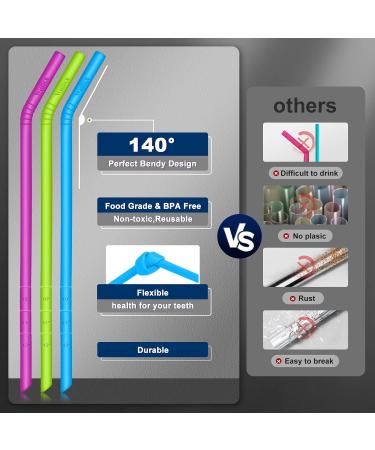WALFOS 14.5 inch Extra Long Reusable Silicone Straws - 6-Pack for 1/Half Gallon Bottles - Flexible Bendable Straws with Cleaning Brush - 14.5 x 0.4 Diameter - Buy Online on GoSupps.com