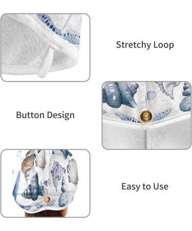 Blue Sea Starfishes Hair Towel 2 Pack | Super Absorbent Quick Dry Turbans for Women & Girls - Buy Online on GoSupps.com