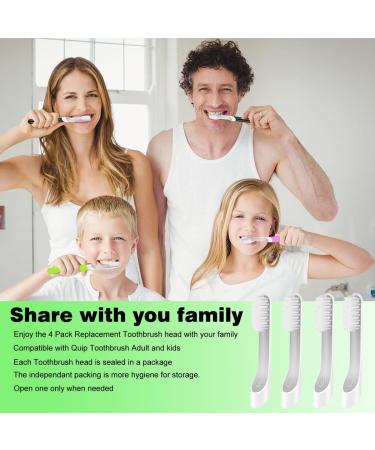 Quip Toothbrush Replacement Heads - 4 Pack Soft Bristle Brush Refills for Adults & Kids - White - Buy Online on GoSupps.com