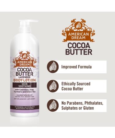Buy American Dream Cocoa Butter Lavender Body Lotion 16oz - Hydrating Moisturizer for All Skin Types | International Shipping Available - Buy Online on GoSupps.com